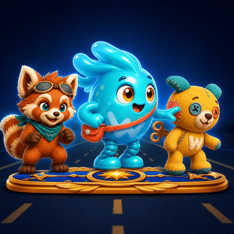 Pip, Moss and Patch on the Champion Board
