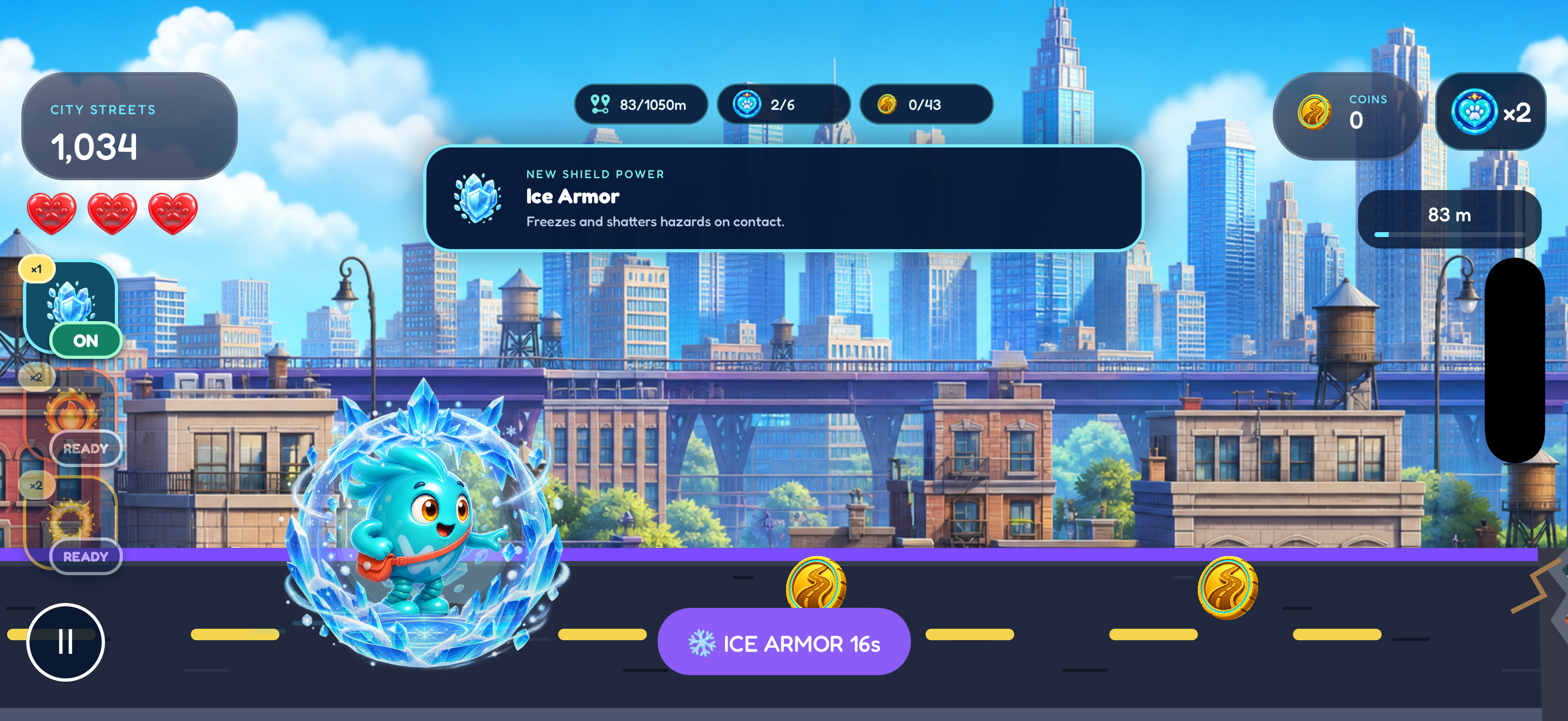 Ice Armor during RoadWiZ gameplay